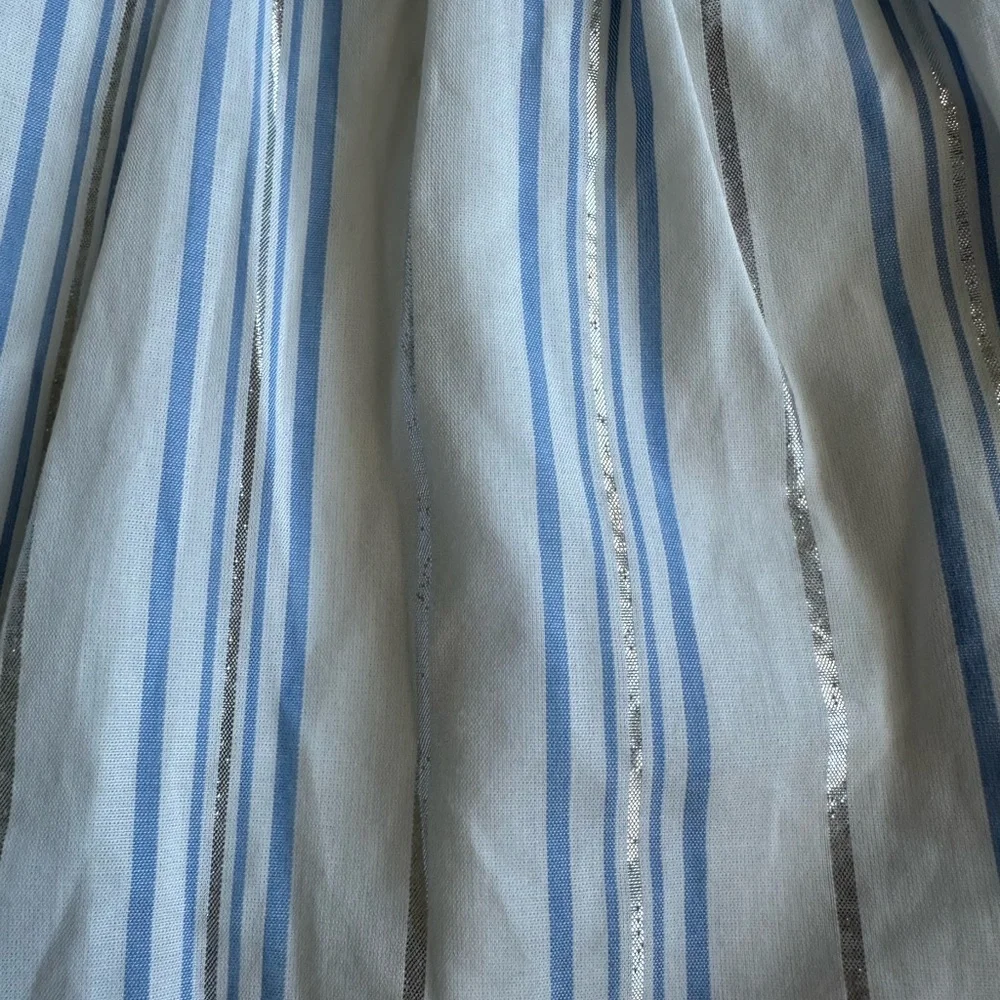 Rachel Zoe Girls Dress Set 2Pc Size 6 Blue & White Stripe Flutter Sleeve Lined